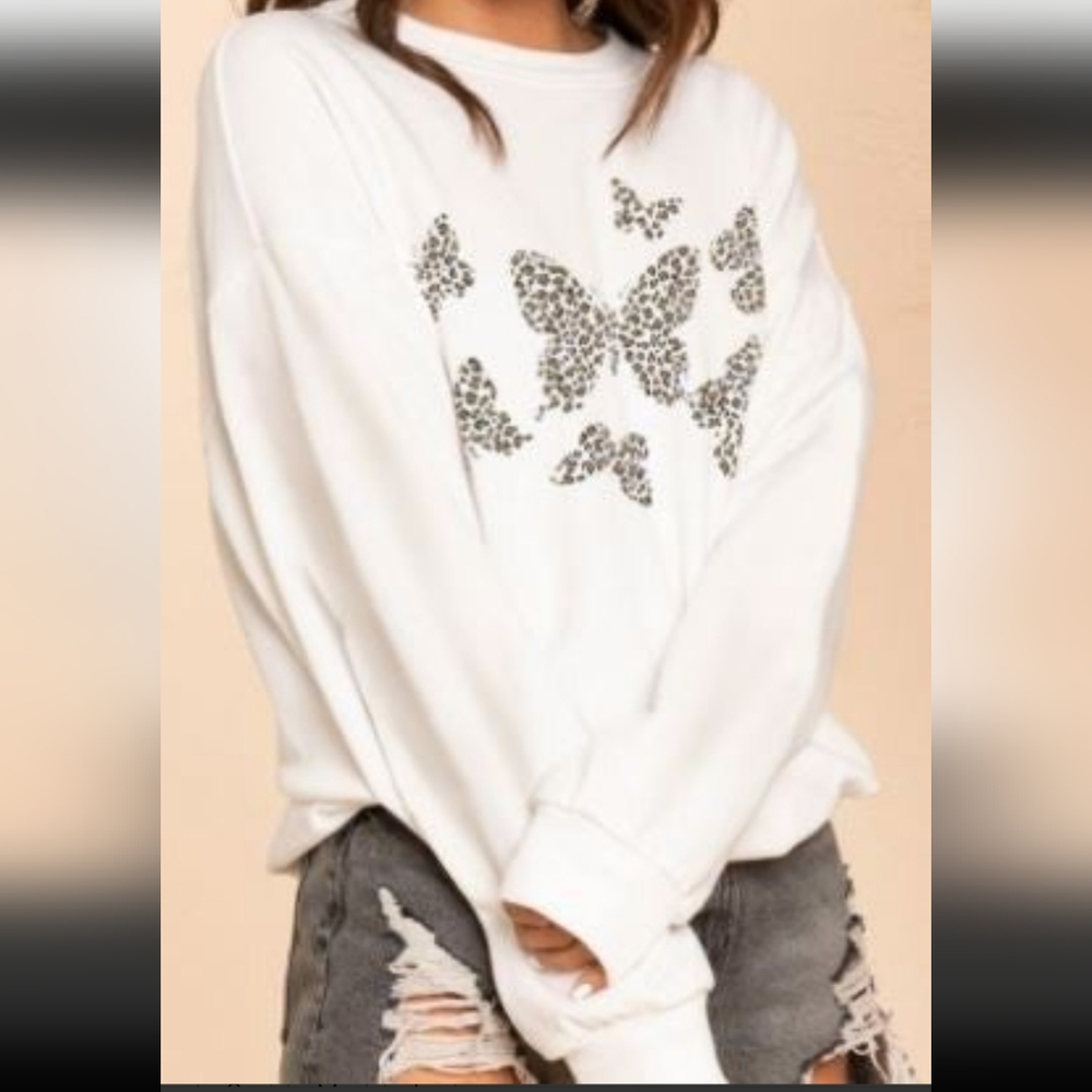 Blue Buttercup Leopard Butterfly Sweater